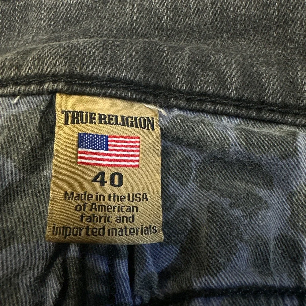 True Religion Rocco Relaxed Skinny Jeans Mens 40x33 Distressed Gray  Made in USA